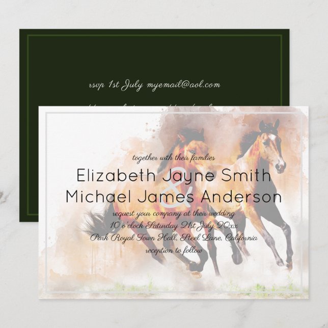 Invitaciones a la boda del Rancho de Caballos Salv (Anverso / Reverso)