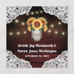 Invitaciones a la boda del Sunflower Mason Jar Woo