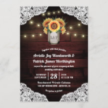 Invitaciones a la boda del Sunflower Mason Jar Woo