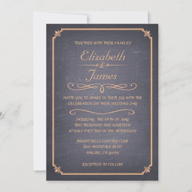 Invitaciones a la boda del tablero pintado (Anverso)