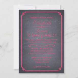 Invitaciones a la boda del tablero rosa y negro