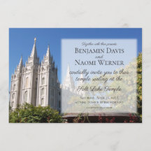 Invitaciones a la boda del Templo de LDS Salt Lake