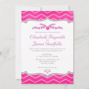 Invitaciones a la boda del Zigzag Rosado Caliente