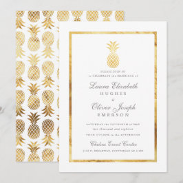 Invitaciones a la Boda Dorada de la Piña Tropical