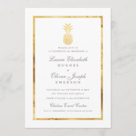 Invitaciones a la Boda Dorada de la Piña Tropical