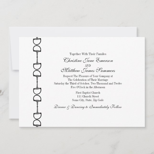 Invitaciones a la boda ecuestre en inglés (Anverso)
