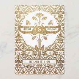 Invitaciones a la boda egipcia de nuevo oro y blan