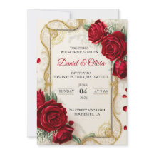 Invitaciones a la boda Elegante con flores rojas