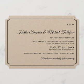 Invitaciones a la boda elegante de borde básico (K