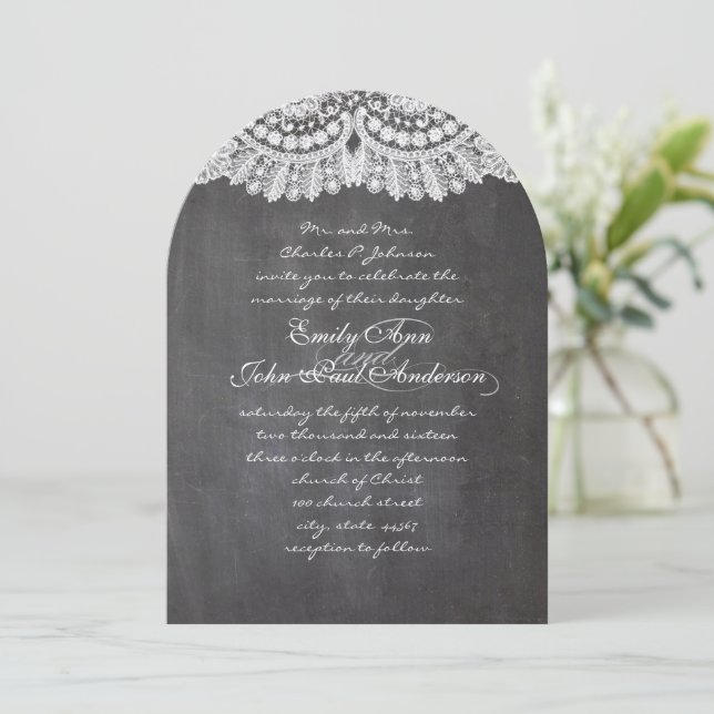 Invitaciones a la boda elegante de Chalkboard y La (Anverso de pie)