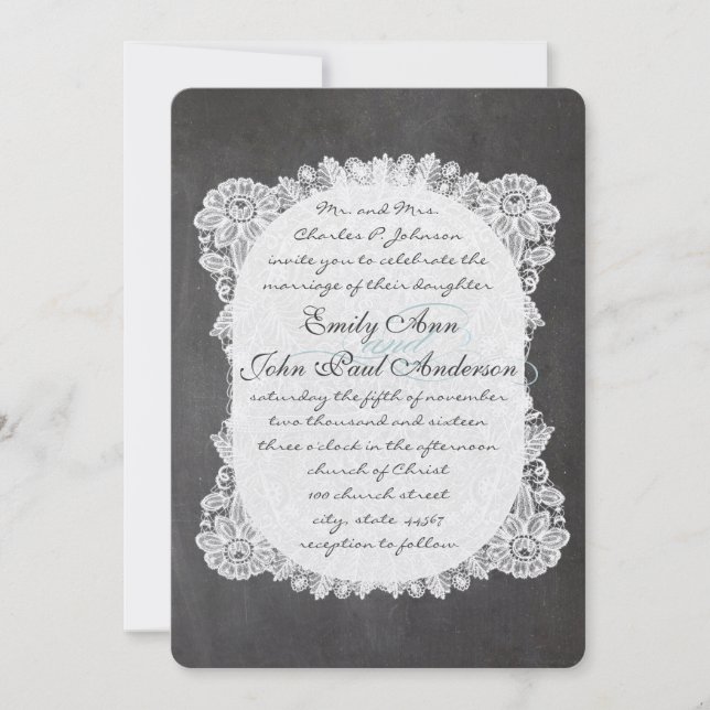 Invitaciones a la boda elegante de Chalkboard y La (Anverso)