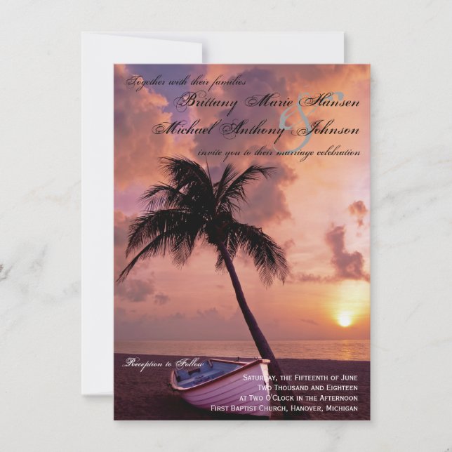 Invitaciones a la boda en barco y a la playa de Pa (Anverso)
