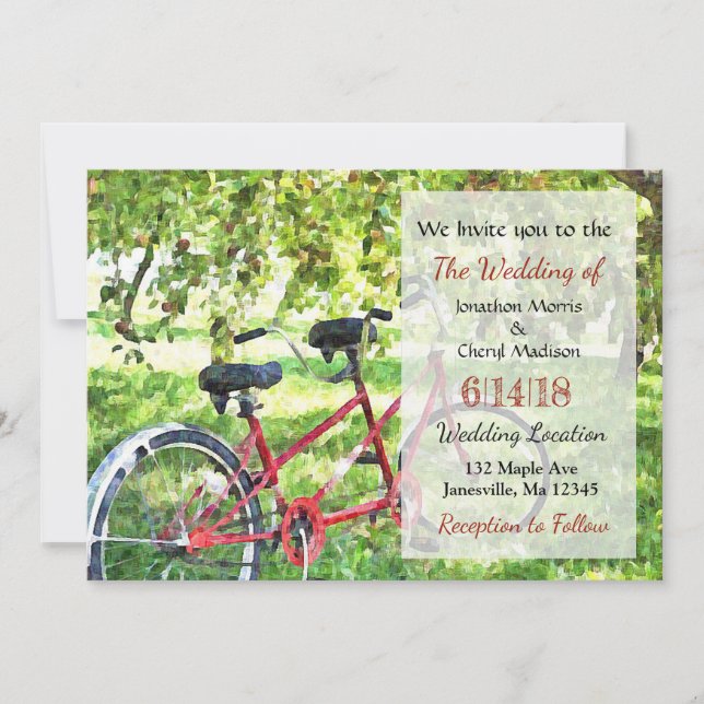 Invitaciones a la boda en bicicleta tándem (Anverso)