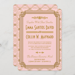 Invitaciones a la boda en el Art Deco Rosado