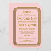Invitaciones a la boda en el Art Deco Rosado