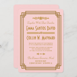 Invitaciones a la boda en el Art Deco Rosado