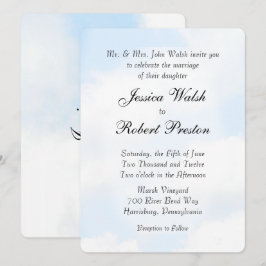 Invitaciones a la boda en la nube azul