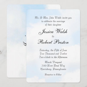 Invitaciones a la boda en la nube azul
