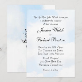 Invitaciones a la boda en la nube azul