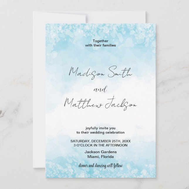 Invitaciones a la boda en la nube azul (Anverso)