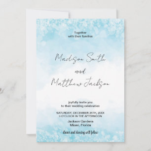 Invitaciones a la boda en la nube azul