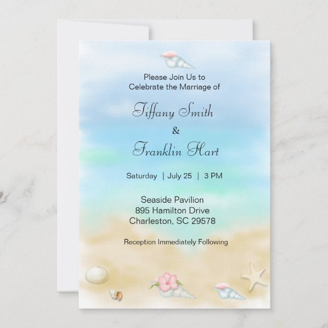 Invitaciones a la boda en la playa (Anverso)