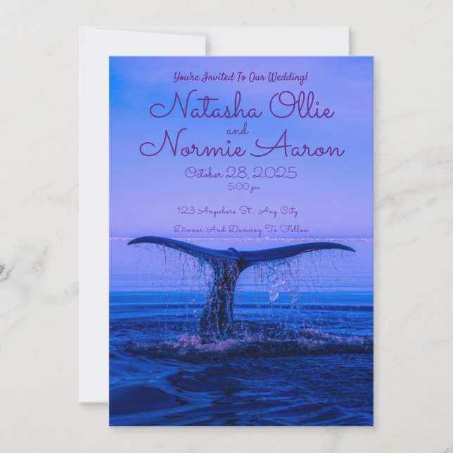 Invitaciones a la boda en la playa del mar de ball (Anverso)