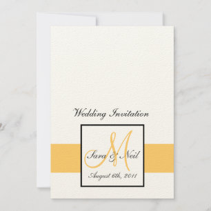 Invitaciones a la boda en monograma amarillo y cre