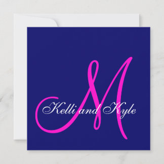 Invitaciones a la boda en monograma rosa azul