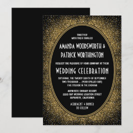 Invitaciones a la boda en negro y Relieve metaliza