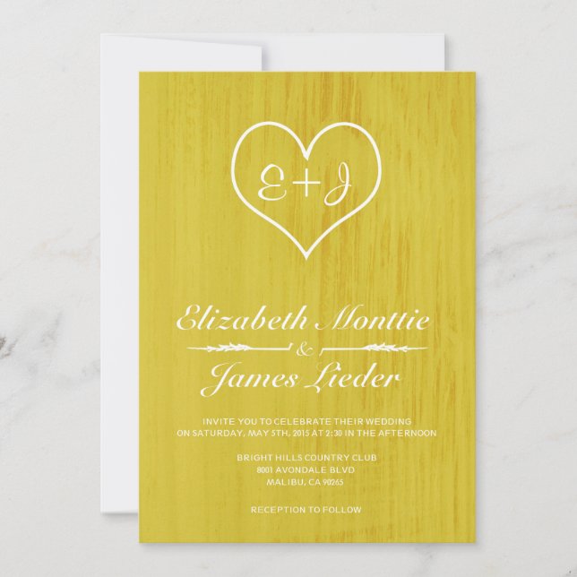 Invitaciones a la boda en un país amarillo (Anverso)