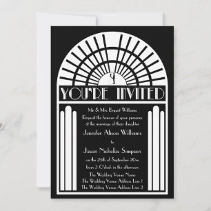 Invitaciones a la boda - Estilo Art Déco blanco y 