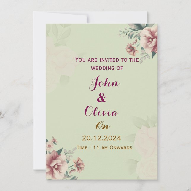 Invitaciones a la boda floral (Anverso)