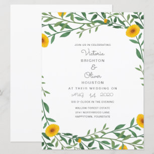 Invitaciones a la boda floral amarilla
