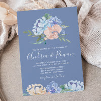 Invitaciones a la boda floral azul y rosa turquesa