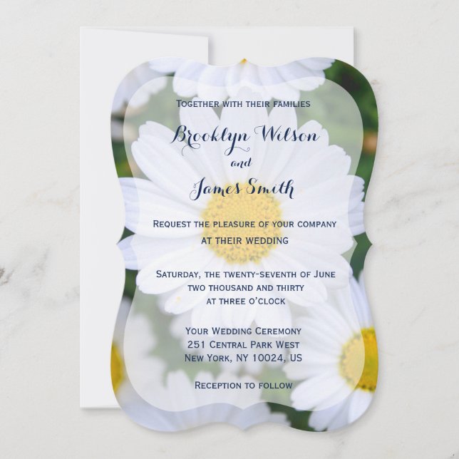 Invitaciones a la boda floral con la margarita (Anverso)