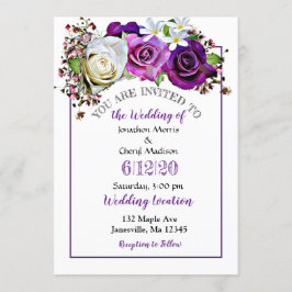 Invitaciones a la boda floral con Rosa púrpura