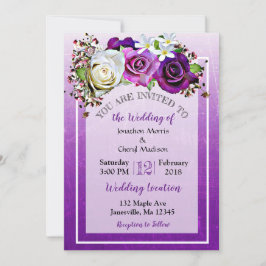 Invitaciones a la boda floral con Rosa púrpura