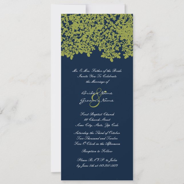 Invitaciones a la boda floral de anime y Navu (Anverso)