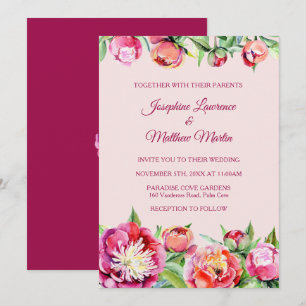 Invitaciones a la boda floral de bonitos Peonies