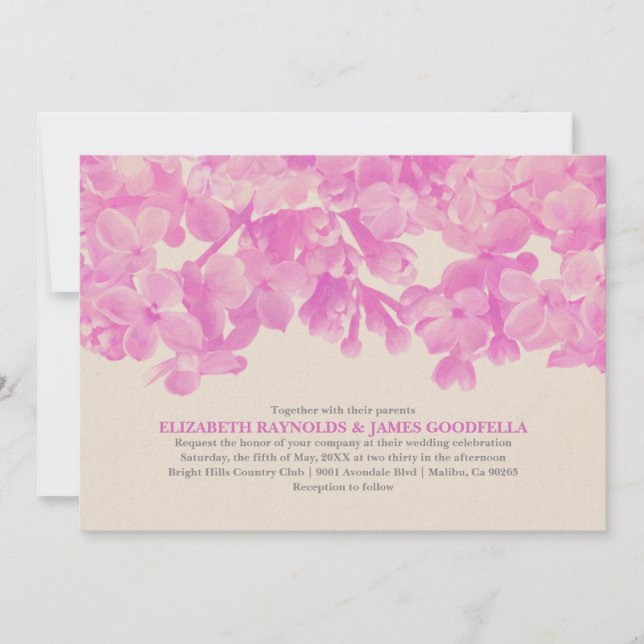 Invitaciones a la boda floral de Fuchsia (Anverso)