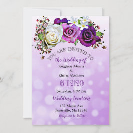 Invitaciones a la boda floral de lavanda morada Ro