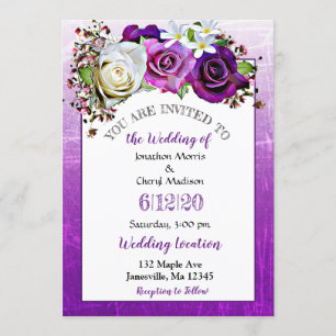 Invitaciones a la boda floral de lavanda morada Ro