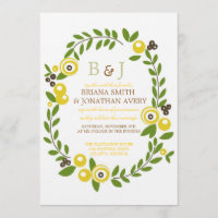 Invitaciones a la boda floral de otoño amarilla