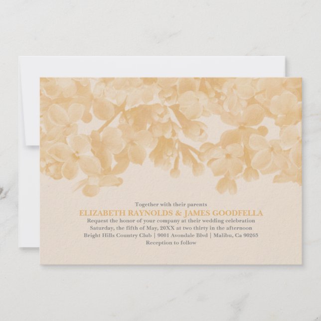 Invitaciones a la boda floral de Peach (Anverso)