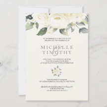 Invitaciones a la boda floral de rosa blanca
