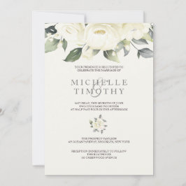 Invitaciones a la boda floral de rosa blanca