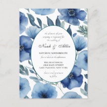 Invitaciones a la boda floral de Serene Blue