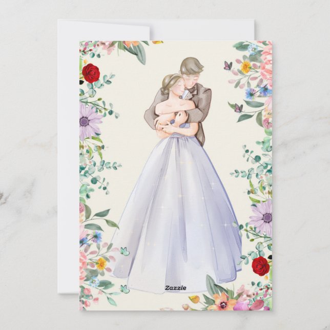 Invitaciones a la boda floral Diseños elegantes (Reverso)