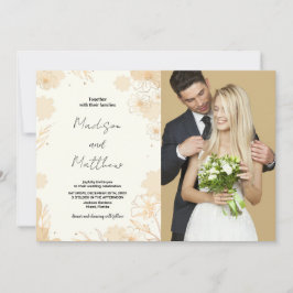 Invitaciones a la Boda Floral Dorada con foto